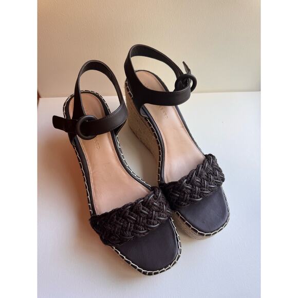 Veronica Beard  brown Reema Braided Ankle-Strap Wedge Sandals size 12 - Picture 3 of 13